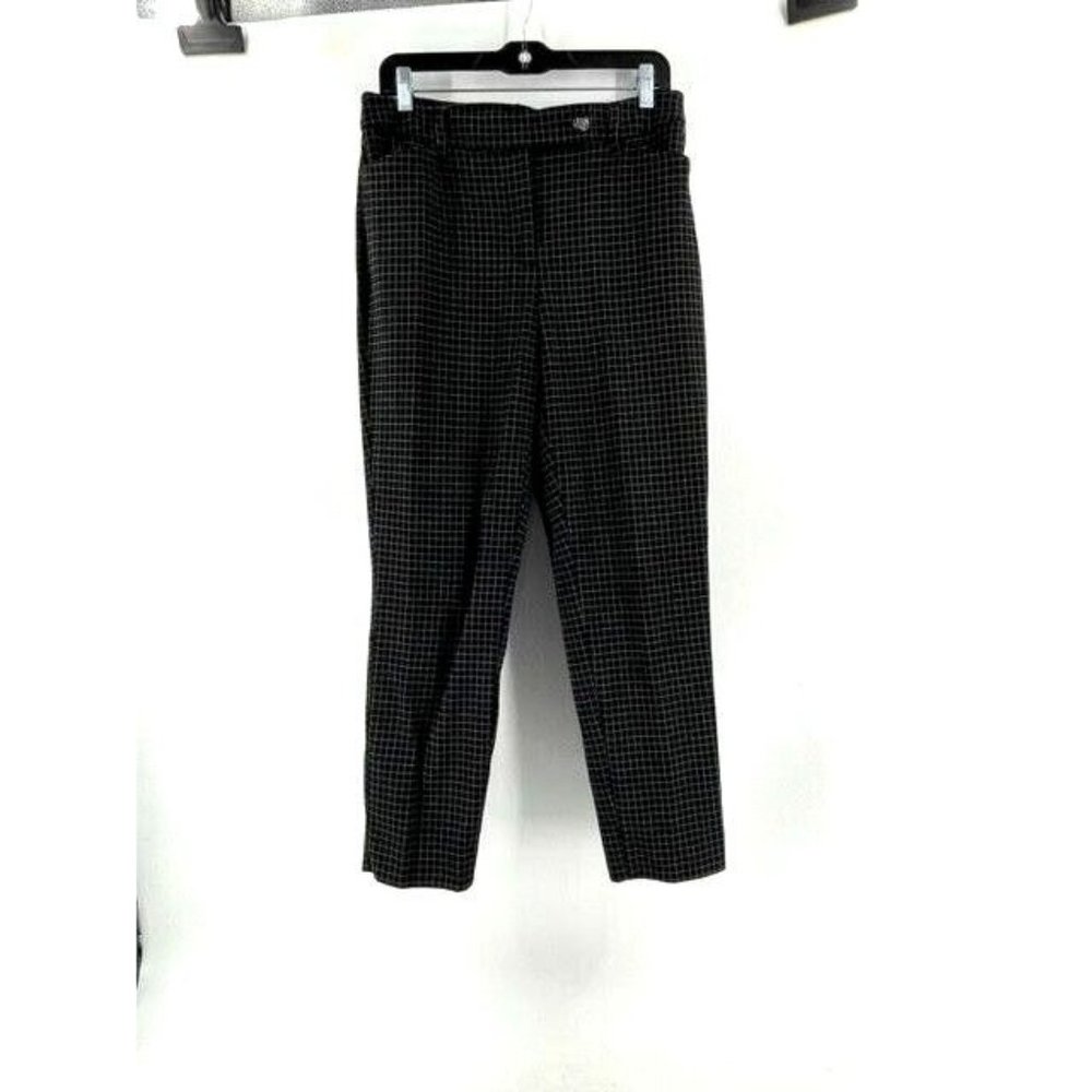 White House Black Market Black The Tapered Ankle Check Career Pants Size 8